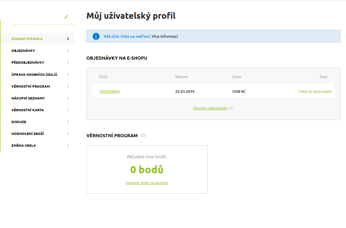 Zákaznický online účet