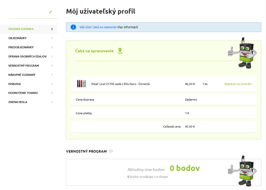 Zákaznícky online účet