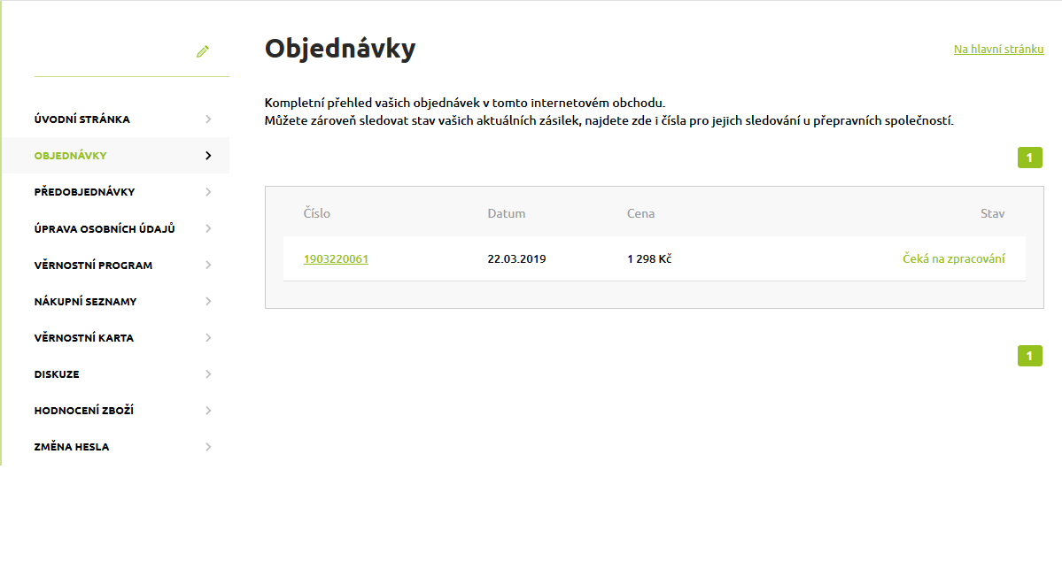 Zákaznický online účet