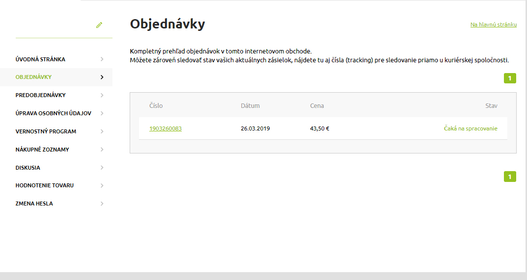 Zákaznícky online účet