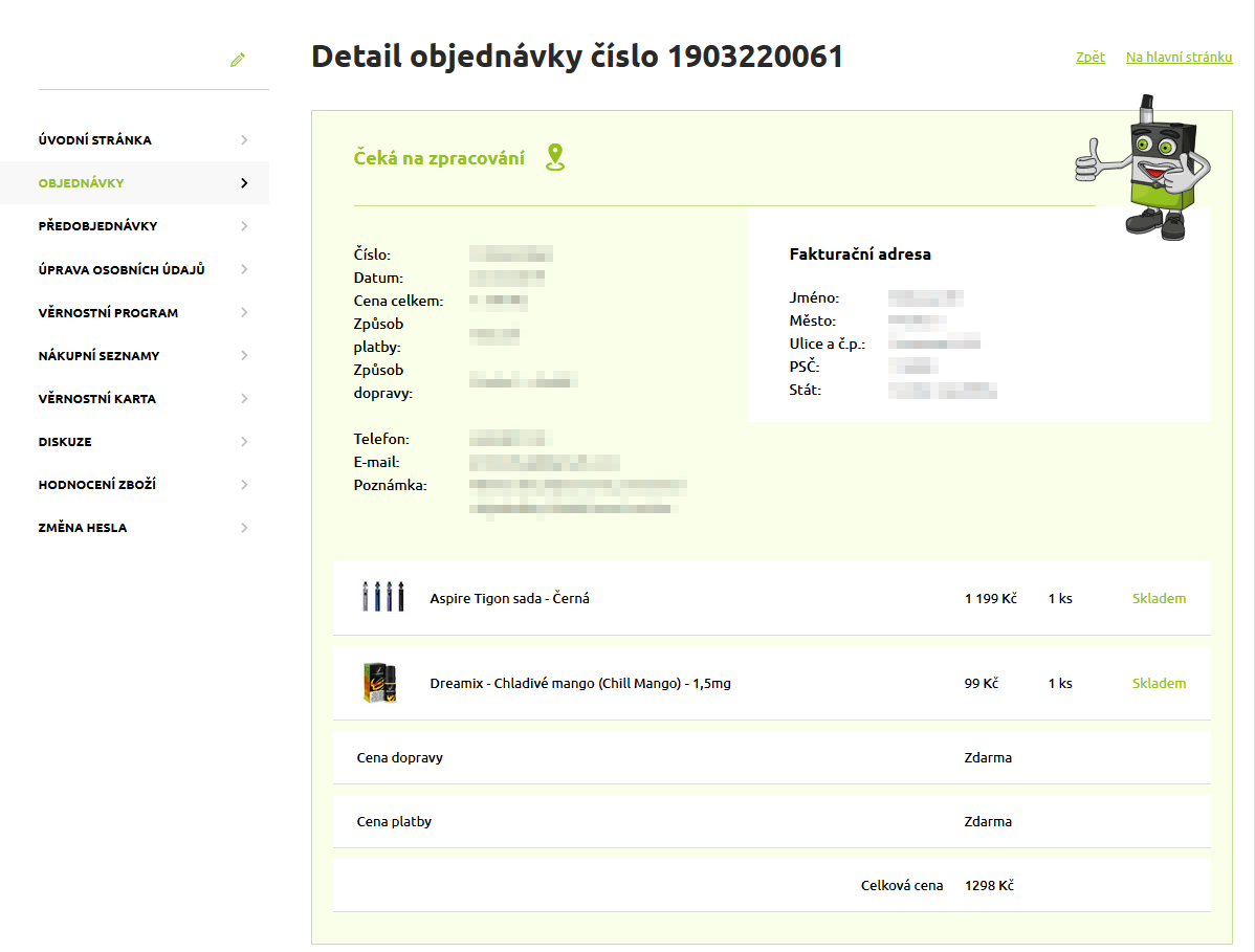 Zákaznický online účet