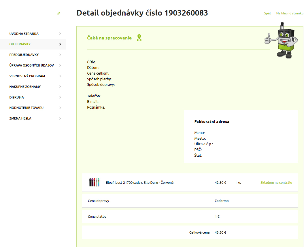 Zákaznícky online účet