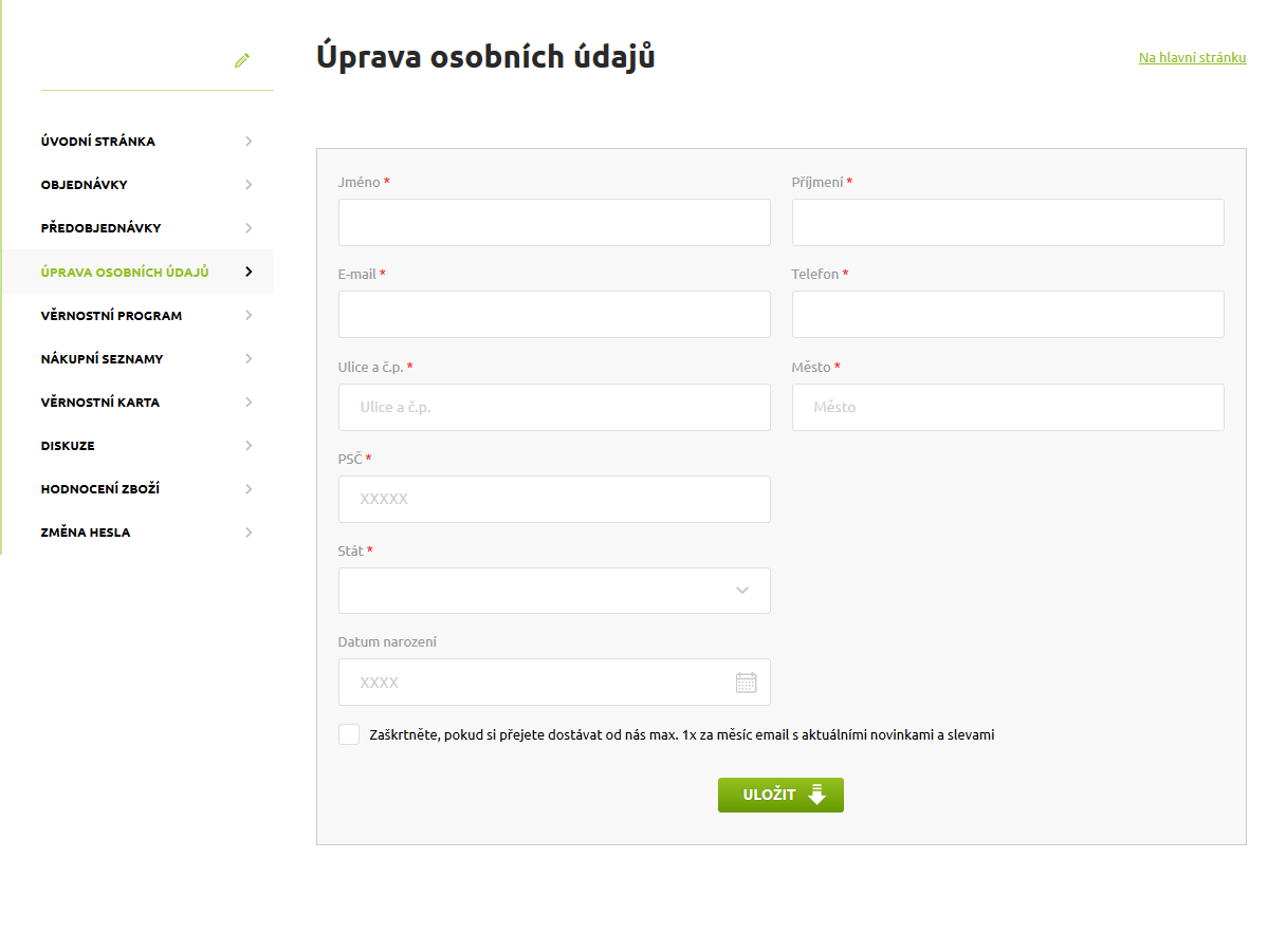 Zákaznický online účet