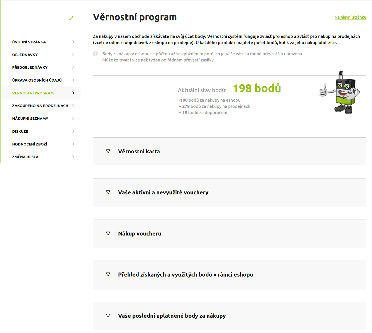 Zákaznický online účet