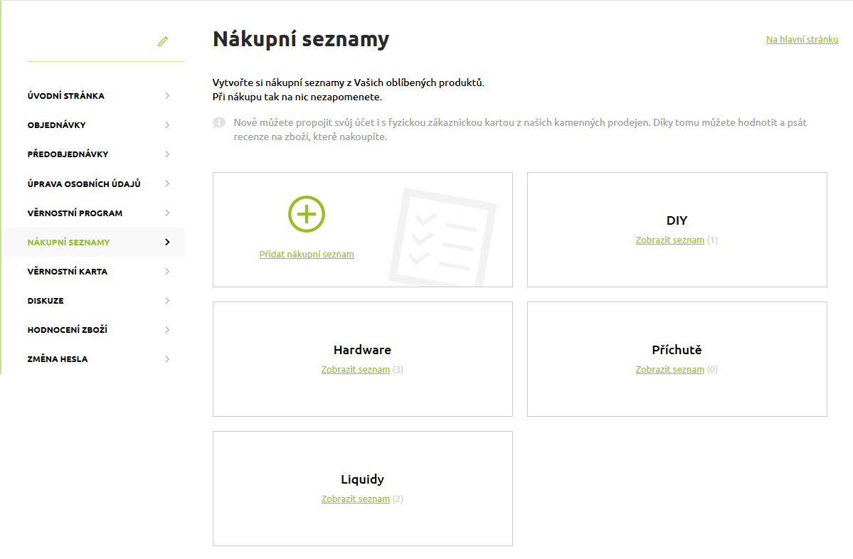 Zákaznický online účet