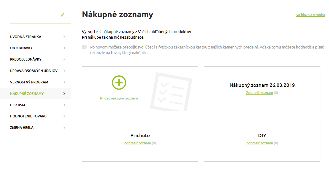 Zákaznícky online účet