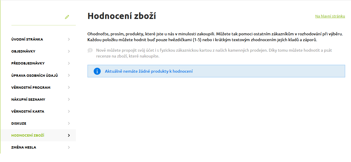 Zákaznický online účet