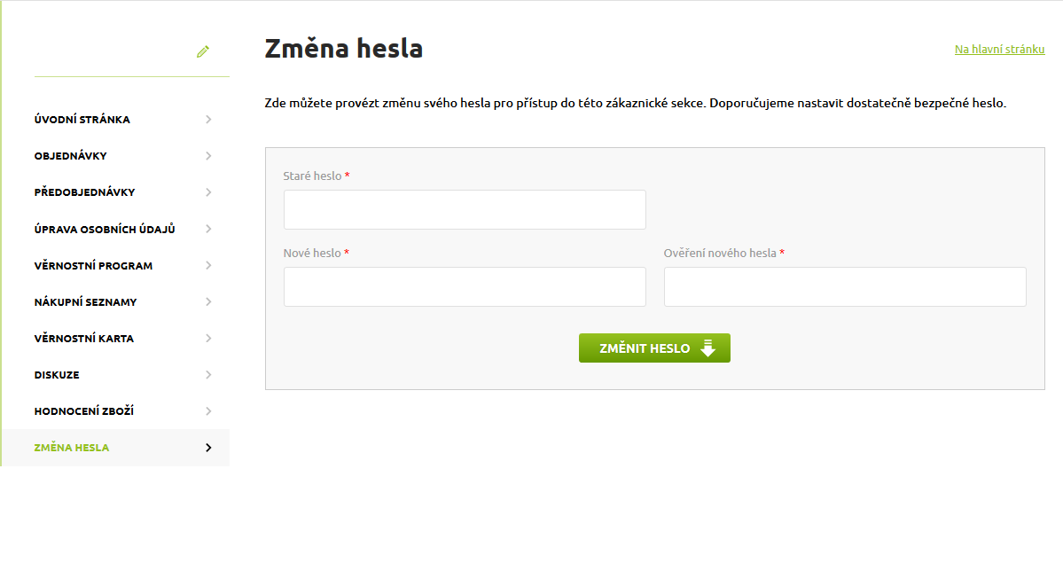 Zákaznický online účet