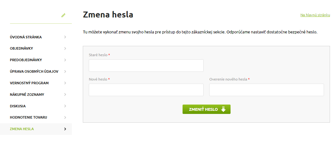 Zákaznícky online účet