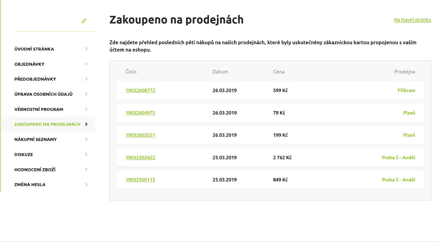 Zákaznický online účet