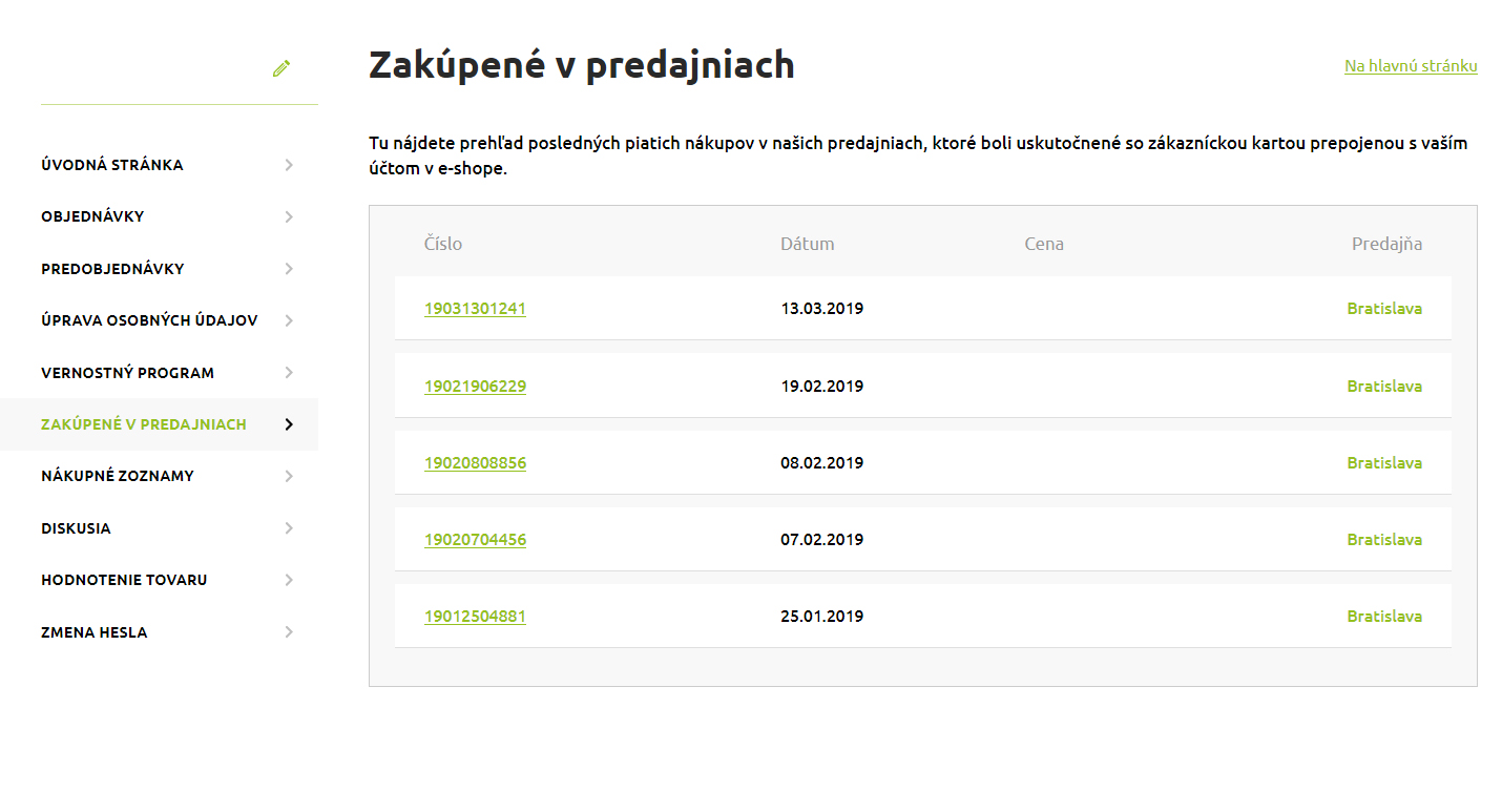 Zákaznícky online účet