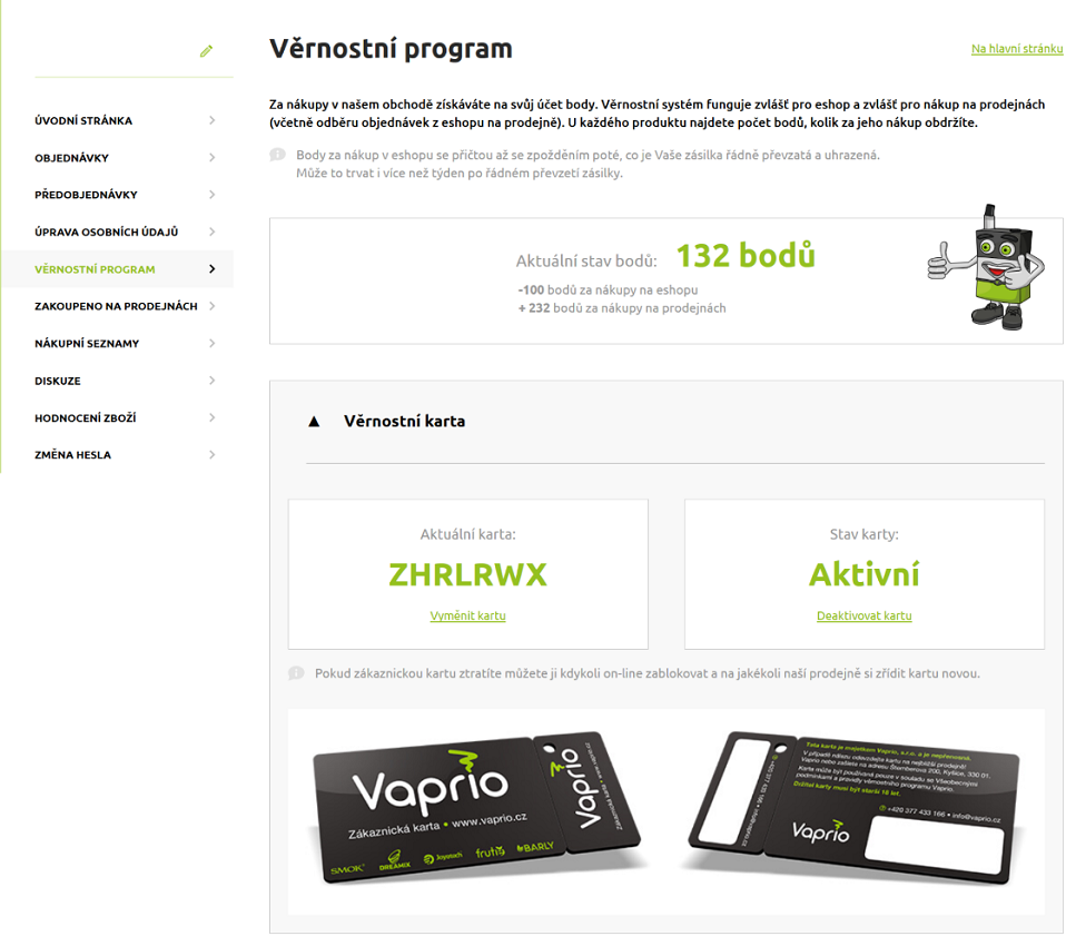 Zákaznický online účet