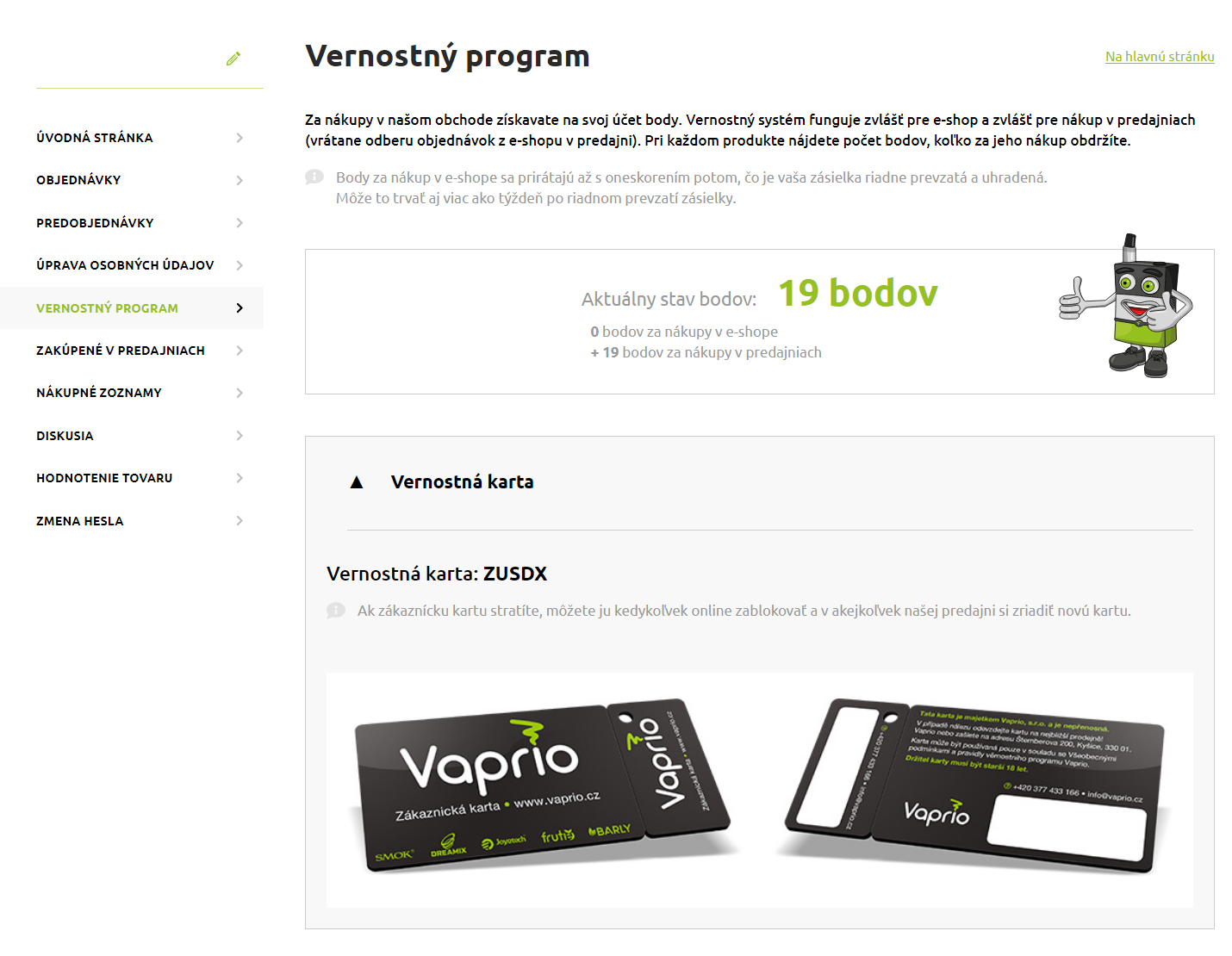 Zákaznícky online účet