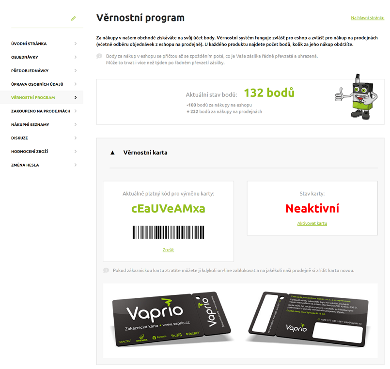 Zákaznický online účet