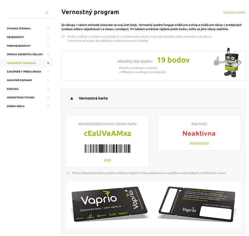 Zákaznícky online účet