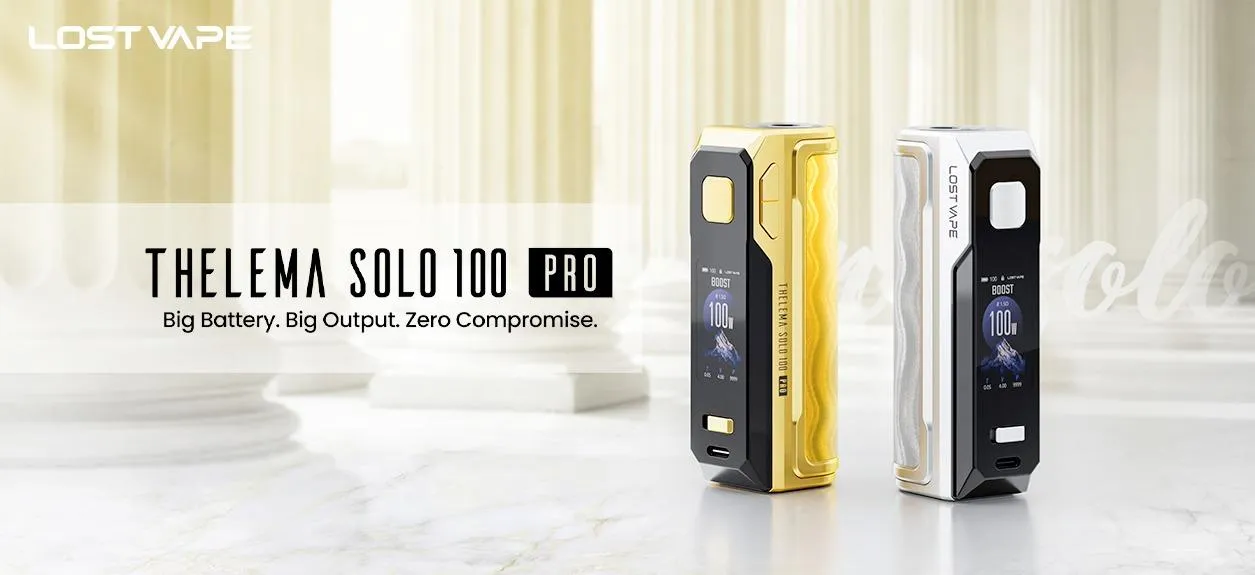 Lost Vape Thelema Solo100 Pro Box Mód: Velká baterie. Maximální výkon. Žádné kompromisy.