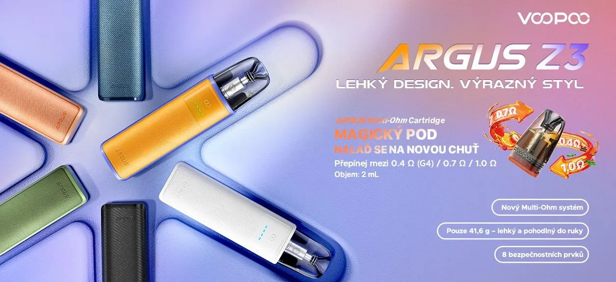 Voopoo Argus Z3: Lehký design, výrazný styl.