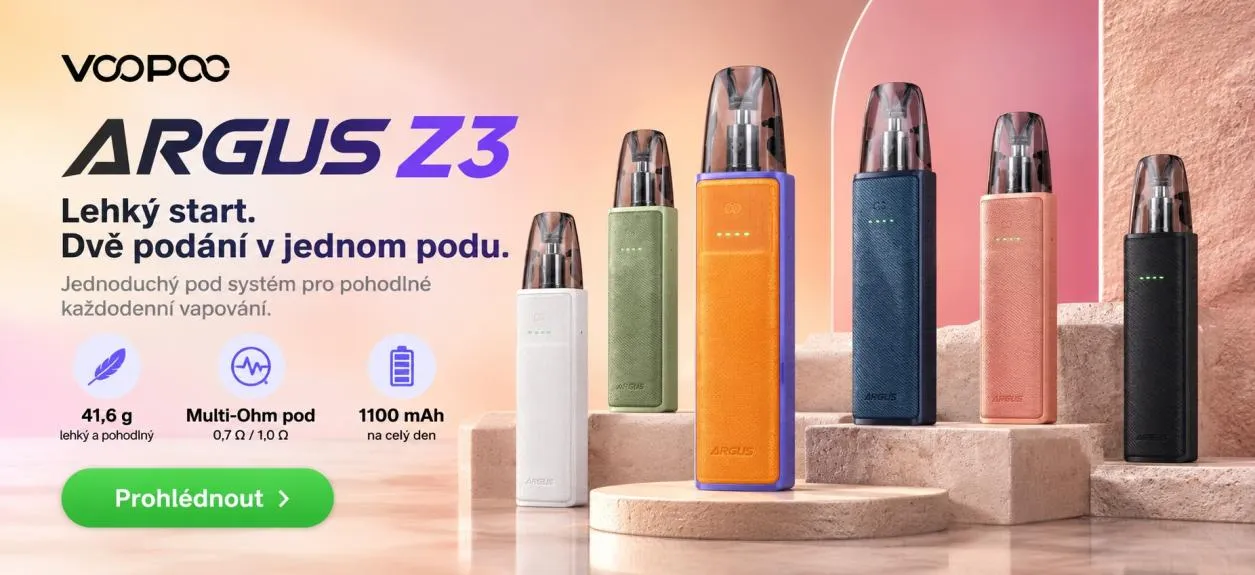 Elektronická cigareta Voopoo Argus Z3: Lehký design, výrazný styl.