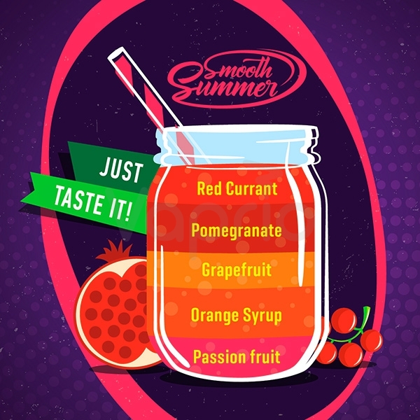 Príchuť Big Mouth Smooth Summer - Granátové jablko a pomarančový sirup (Passion fruit, Orange Syrup, Grapefruit, Pomegranate, Red Currant)