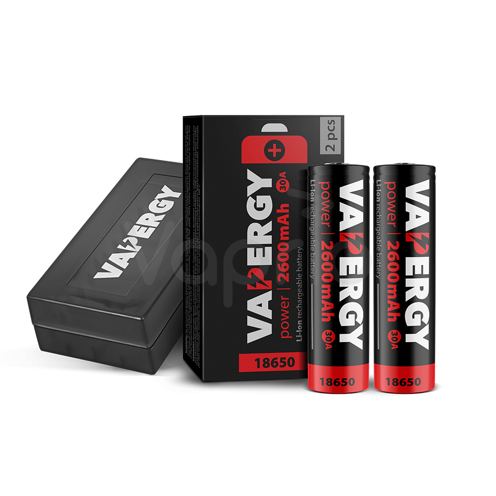 Vapergy Power Battery 18650, 2600mAh, 30A - 2ks + Case