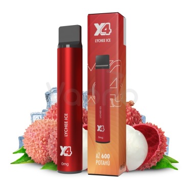 X4 Bar Zero Chladivé liči (Lychee Ice) jednorazová e-cigareta BEZ NIKOTÍNU