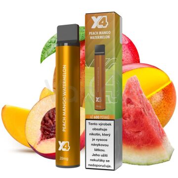 X4 Bar Broskev, Mango, Meloun (Peach Mango Watermelon) jednorázová e-cigareta