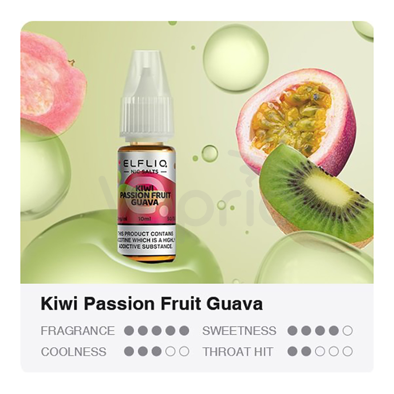 ELFLIQ Nic SALT - Kiwi Passion Fruit Guava 10ml - Elfbar