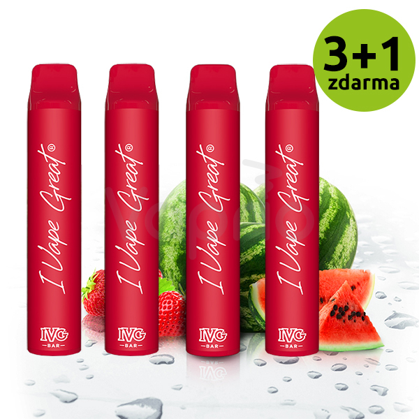 IVG Bar Plus - Jahoda a meloun (Strawberry Watermelon) - jednorázová cigareta, 4ks