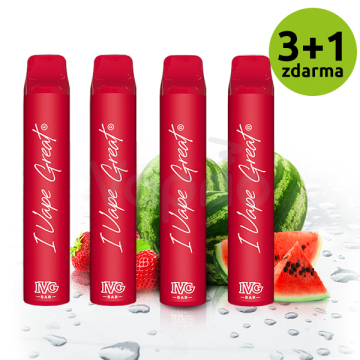 IVG Bar Plus - Jahoda a meloun (Strawberry Watermelon) - jednorázová cigareta, 4ks
