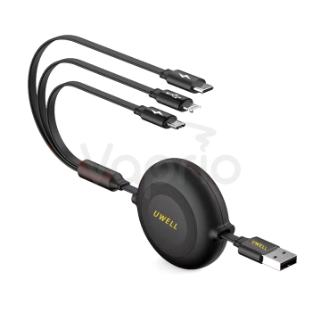 Uwell USB kabel 3v1 USB - Micro USB, Lightning, USB-C, 1,15m