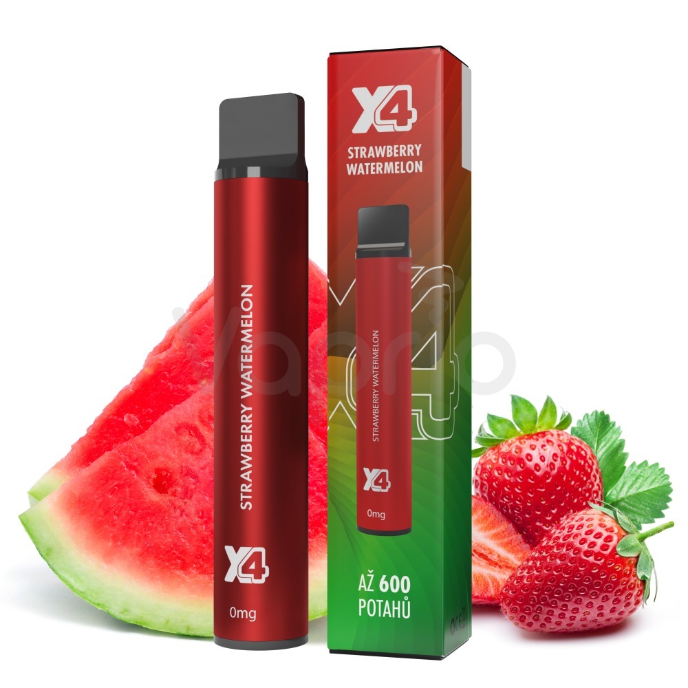 X4 Bar Zero Jahoda a melón (Strawberry Watermelon) jednorazová e-cigareta BEZ NIKOTÍNU