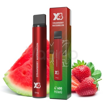 X4 Bar Zero Jahoda a melón (Strawberry Watermelon) jednorazová e-cigareta BEZ NIKOTÍNU