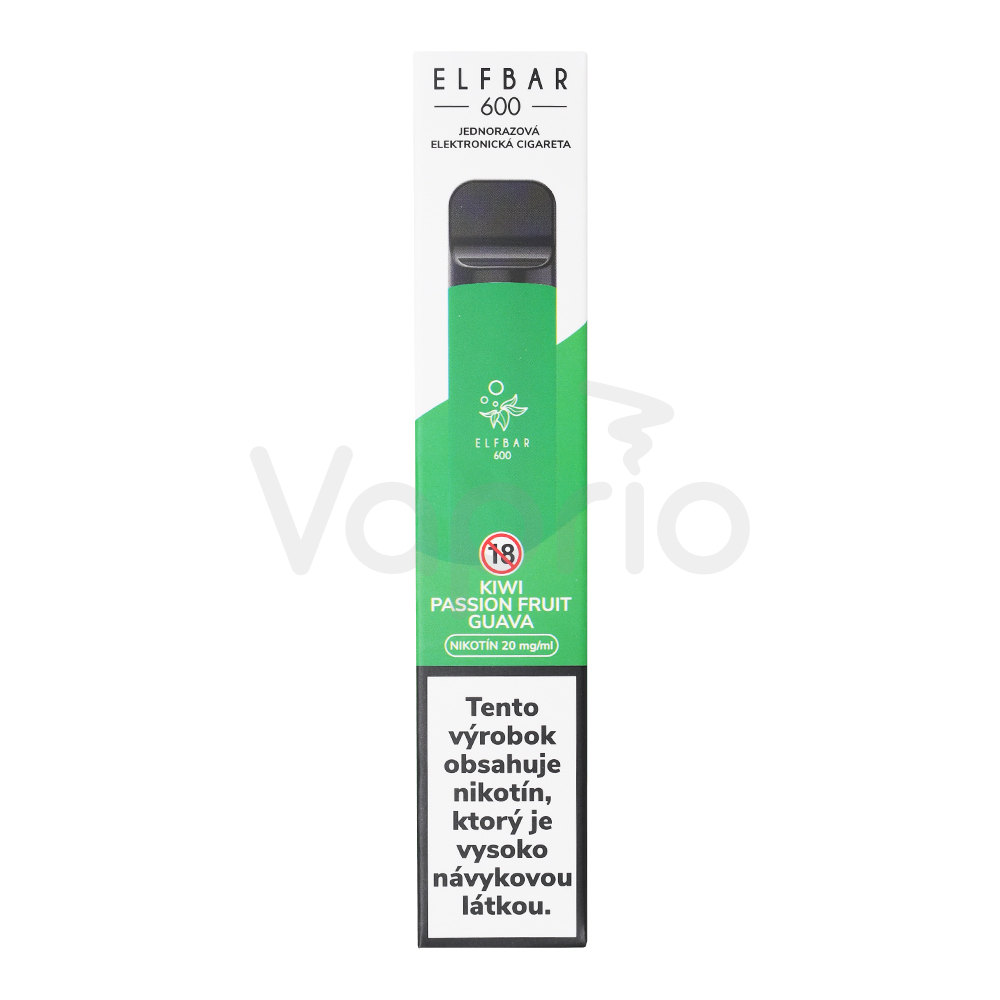 Elf Bar 600 elektronická cigareta - Kiwi, maracuja a guava (Kiwi Passion Fruit Guava) 20mg