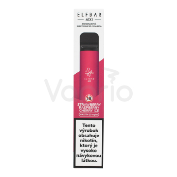 Elf Bar 600 elektronická cigareta - Chladivá jahoda, malina a čerešňa (Strawberry Raspberry Cherry Ice) 20mg