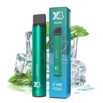 X4 Bar Zero Mentol (Menthol) jednorazová e-cigareta BEZ NIKOTÍNU