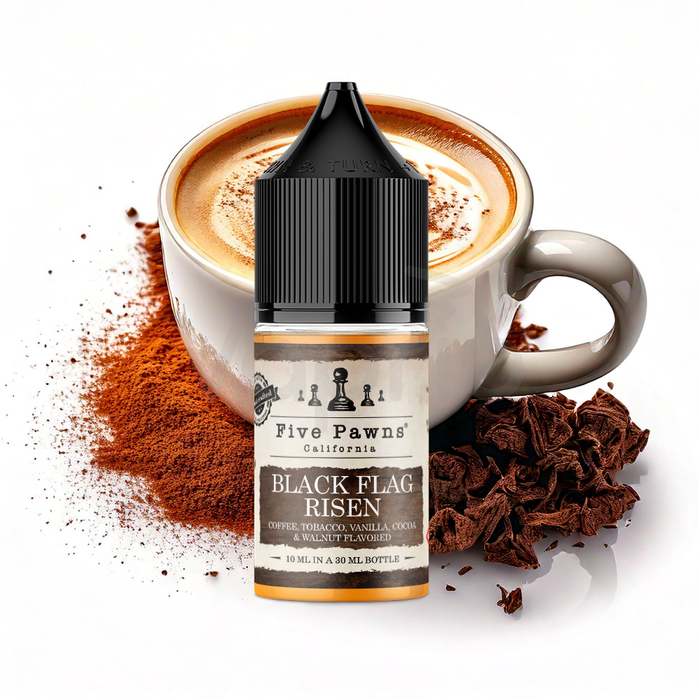Five Pawns - Black Flag Risen (Cappuccino, tabak, hľuzovkový krém) - Shake and Vape